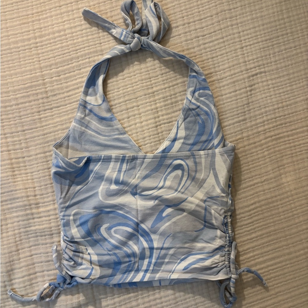 Hollister Blue and White Swirl Tank Top